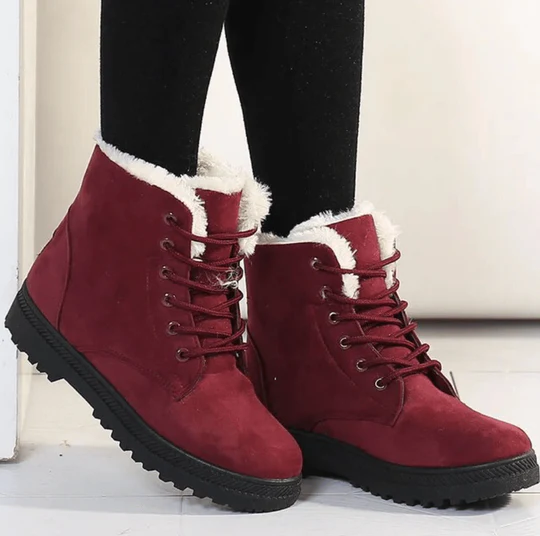 Bottines Orthopédiques Fourrure Rouge